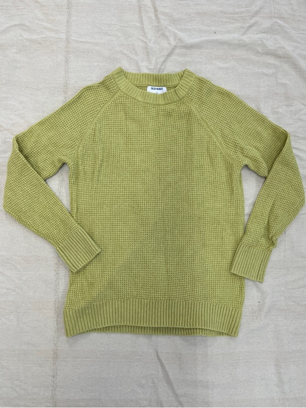 Old Navy Women's Lime Green Waffle Knit Crew Sweater